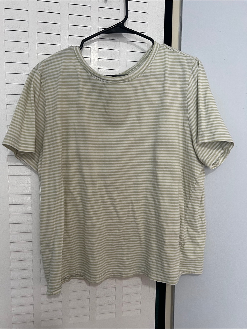 Universal Thread Crewneck Short-Sleeve Tee Light Sage Stripe Women's XL